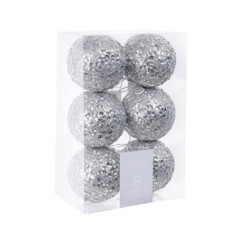 Pack 6 boules noel luxe silver