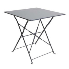 Table carree metal 70cm gris mat