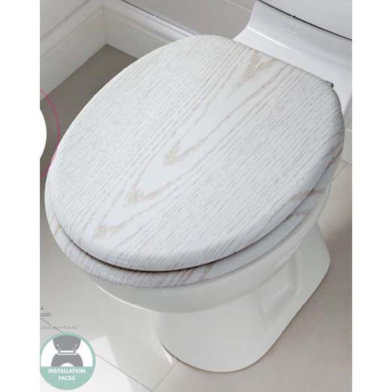 Abattant wc mdf effet bois blanc
