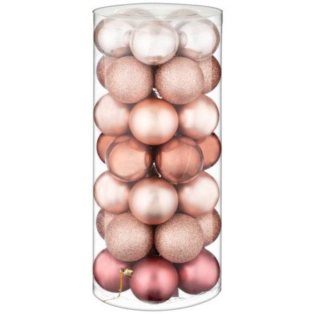 Pack 35 boules 6 cm blush