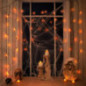 Rideau de 5 led orange halloween