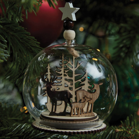 Scene de noel en bois en verre l