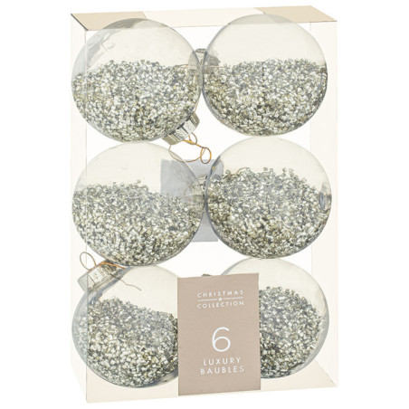 Pack 6 boules paillettees 8 cm-