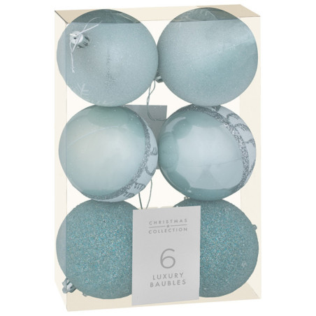 Pack 6 boules noel luxe bleu nui