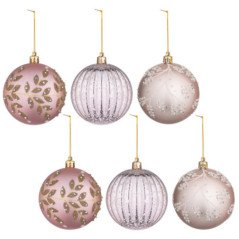 Pack 6 boules noel luxe blush