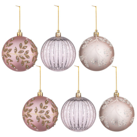 Pack 6 boules noel luxe blush