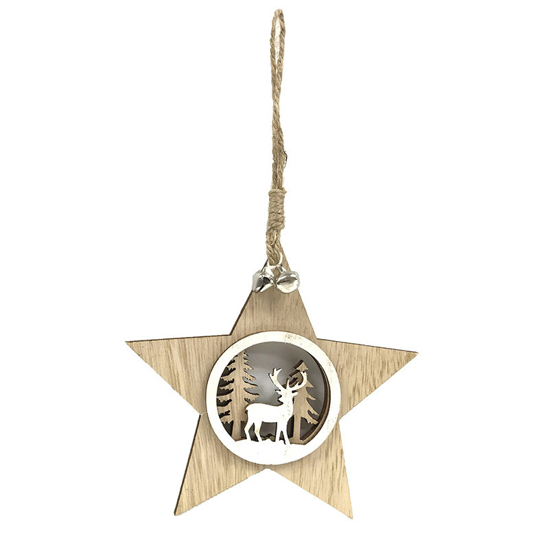 Sapin et etoile en bois a suspen