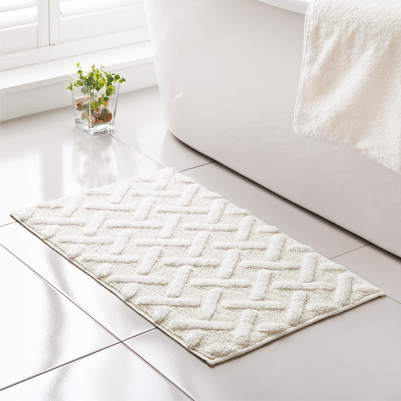 Tapis de bain croisillons ecru