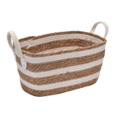Panier osier/coton avec poignee