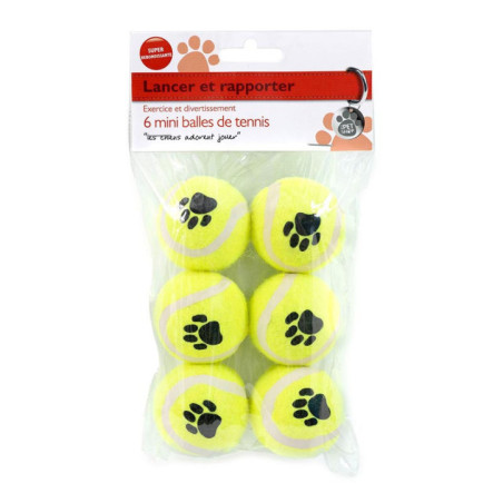 Balles de tennis x6 pour chien