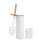 Brosse wc blanc couvercle bambou