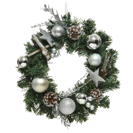 Couronne noel argentee d30 h8