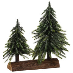 Duo de sapin sur socle bois