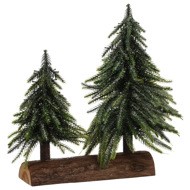 Duo de sapin sur socle bois