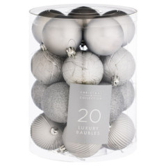 Pack 20 boules assorties argent