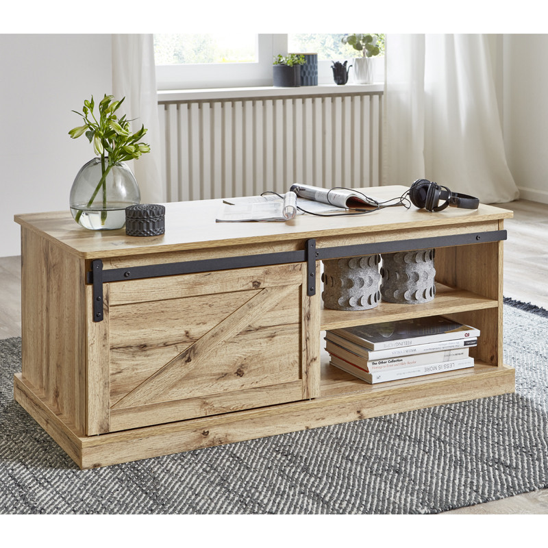 Table basse porte coulissante