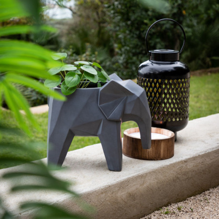 Pot de fleurs elephant geo gris