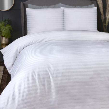 Parure De Lit 160x220 Cm + Taie 50x70 Cm - 100% Coton, Motif Carreaux Et Rayures Gris