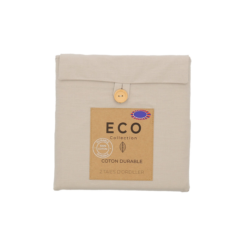 Taie d'oreiller x2 eco naturel