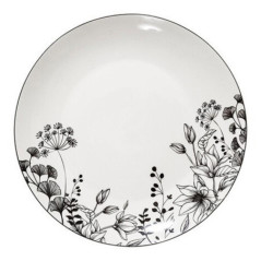 Assiette plate blanc floral