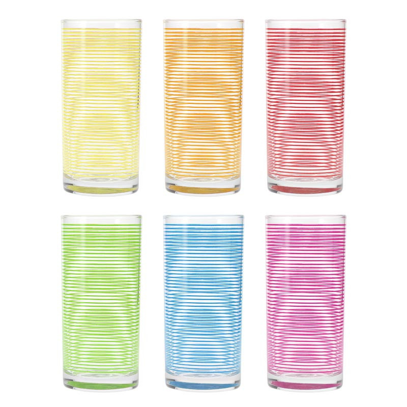 Verre haut strie couleur x6