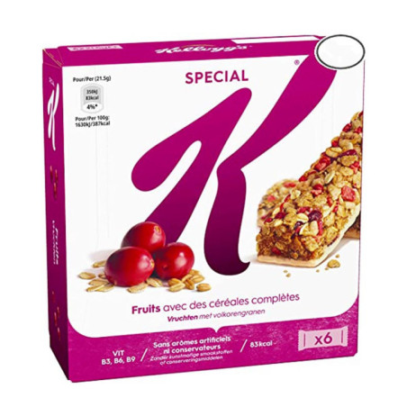 Barres special k fruits rouge x6