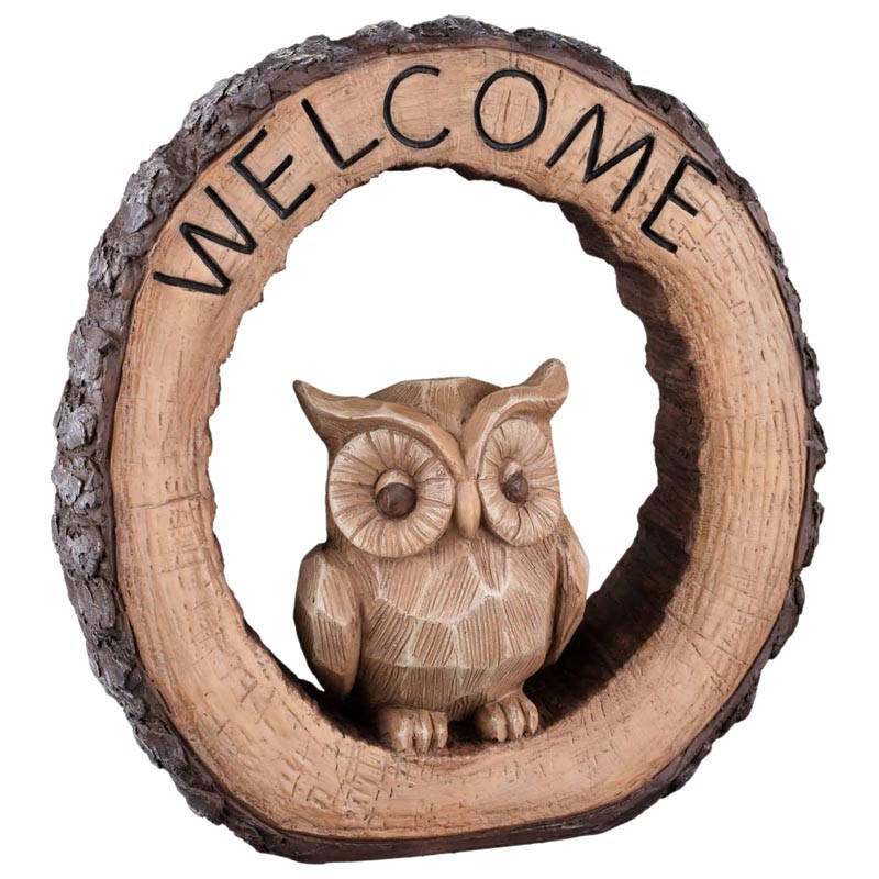 Sculpture deco hibou welcome