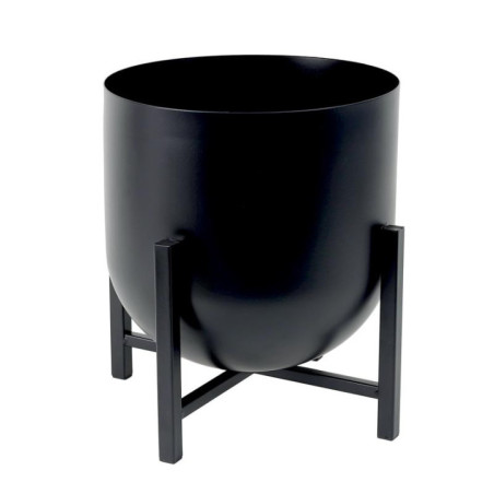 Cache pot rond noir sur pied