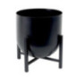 Cache pot rond noir sur pied