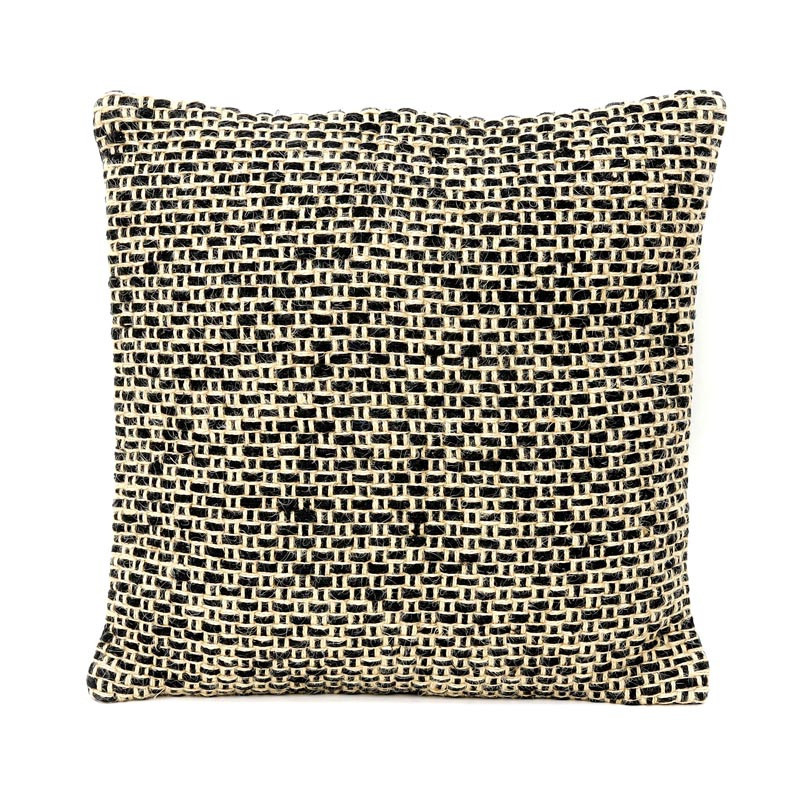 Coussin coton noir et jute