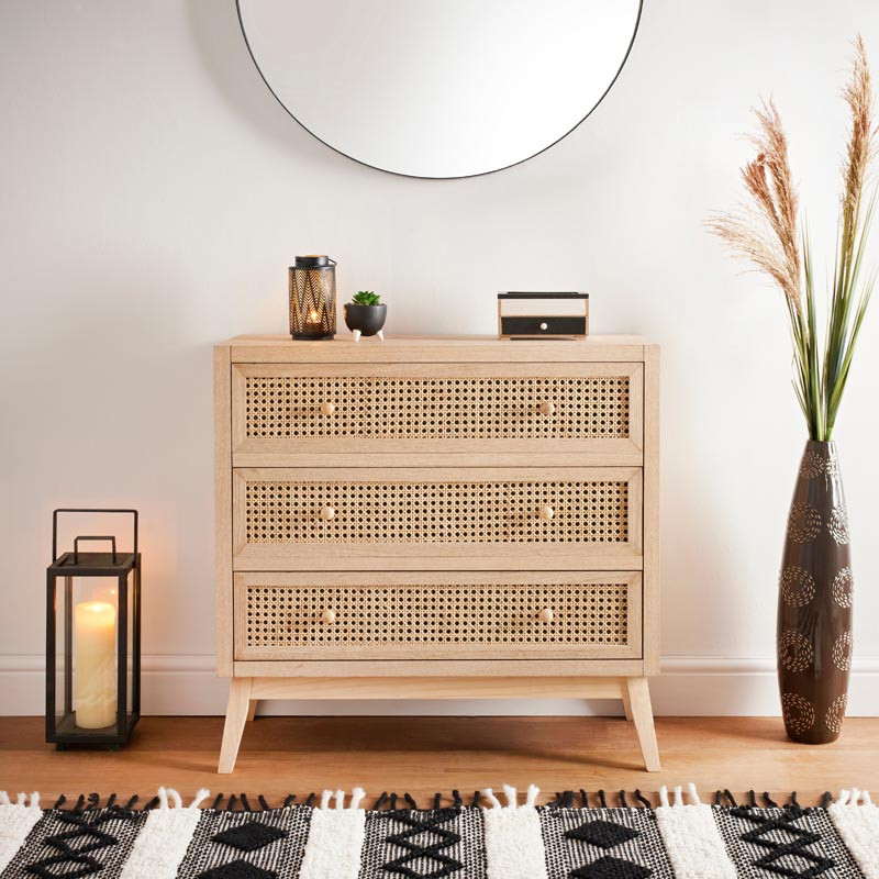 Commode 3 tiroirs cannage