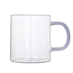 Mug en verre avec anse blanche
