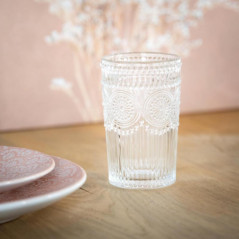 Verre haut transp embosse 350ml