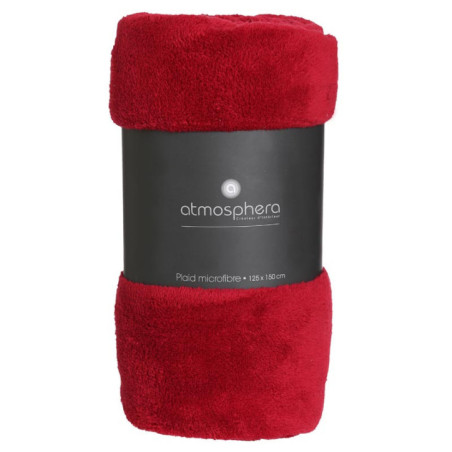 Plaid microfibre rouge 125x150