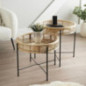 2 tables basses rotin/verre