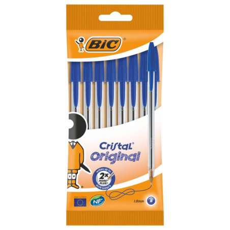 Stylo bic cristal bleu x8