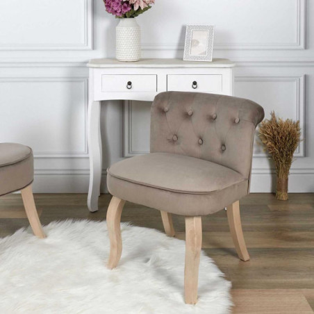Fauteuil crapaud velours taupe