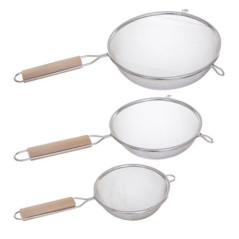 Passoire x3 inox poignee bois