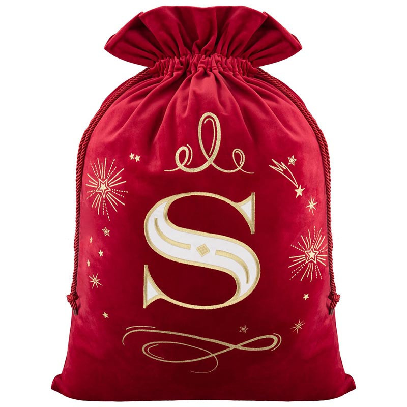 Sac de noel initiale en velour p