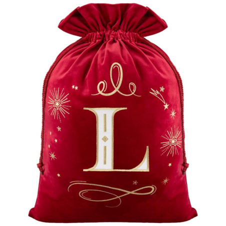 Sac de noel initiale en velour p