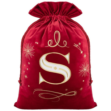 Sac de noel initiale en velour p