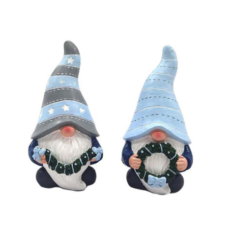 Mini gnome bleu avec couronne et