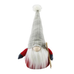 Gnome de noel avec ski rouge gri