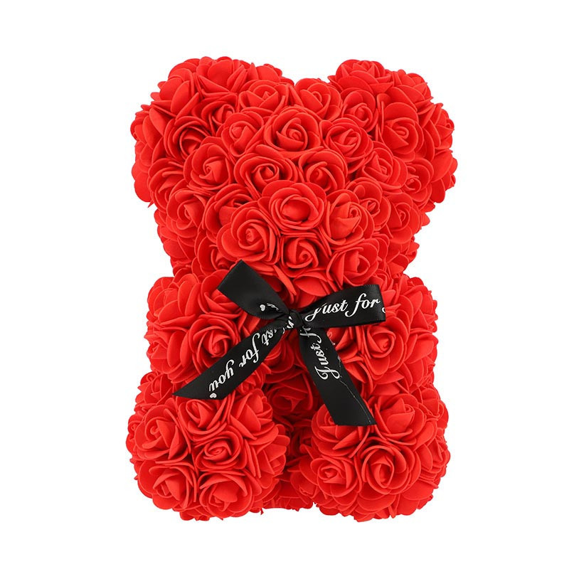 Ourson decoratif en rose 25cm