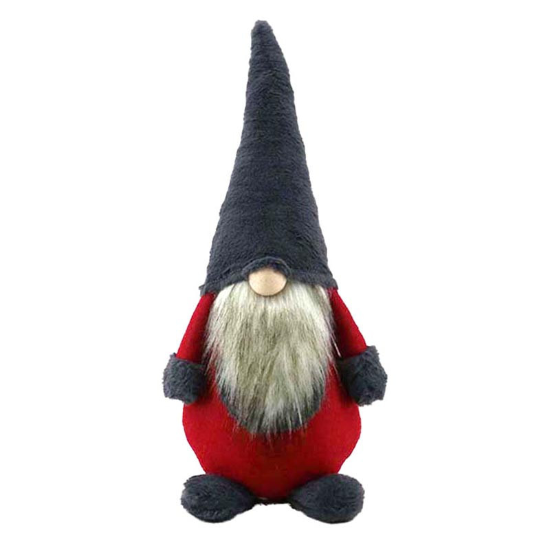 Grand gnome de noel rouge et gri