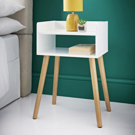 Table de chevet blanc / bois