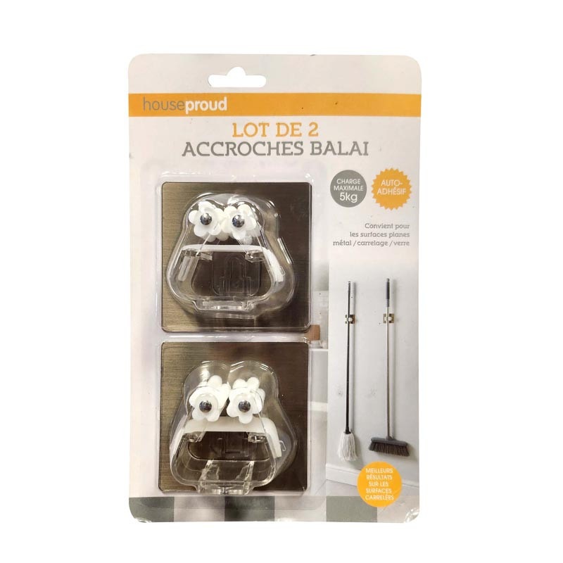 Accroche balai x2 auto adhesif