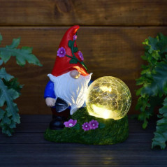 Gnome avec boule cracklee solair