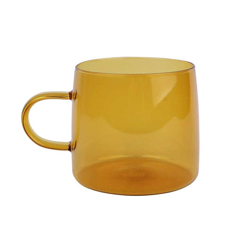 Mug en verre jaune/brun