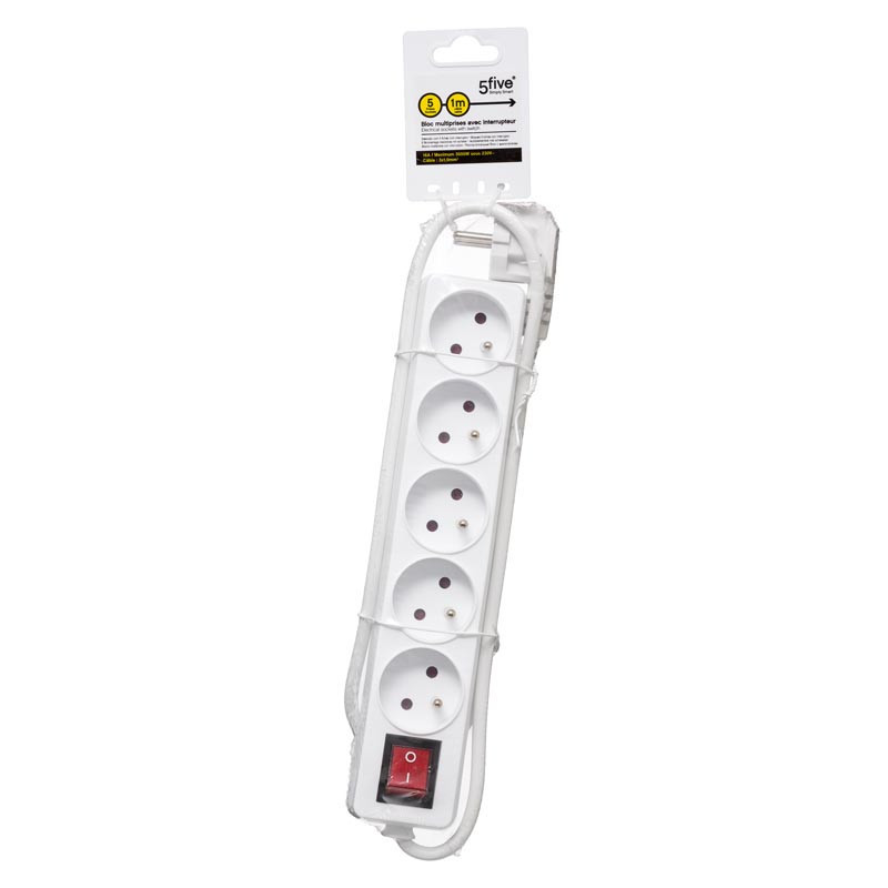 Multiprise 5 prises 90cm+interru